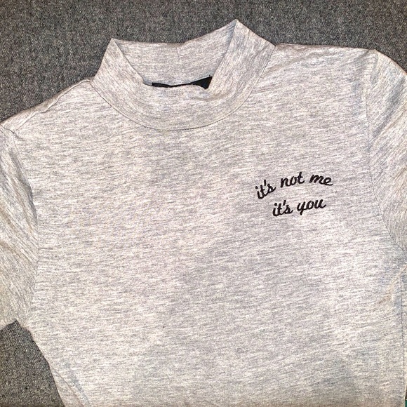 Forever 21 heather grey mock turtleneck short sleeved bodysuit - Picture 1 of 5